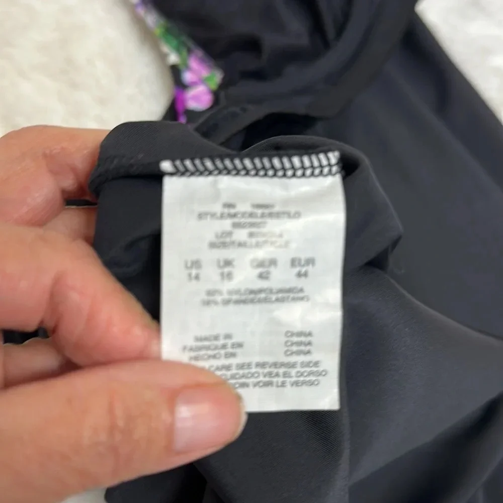 Floral Tankini Top with Adjustable Straps Opens in Front and Back Sz 14 - Picture 5 of 8